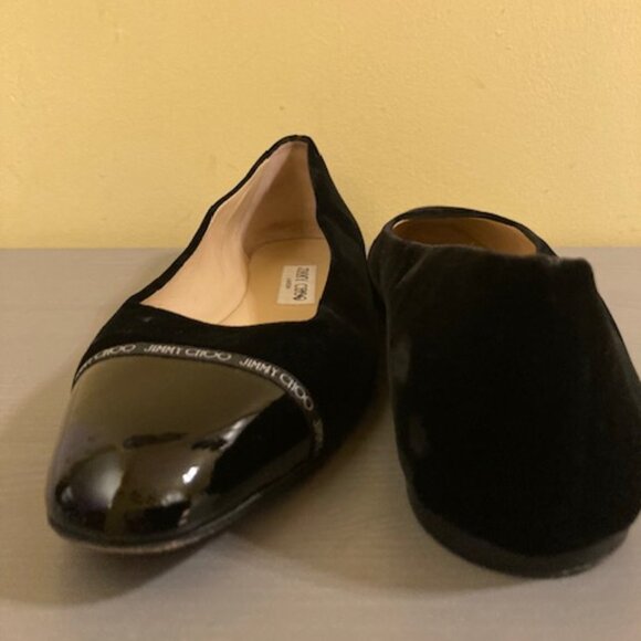 Jimmy Choo black velvet and patent flats, size 42 - Picture 2 of 3